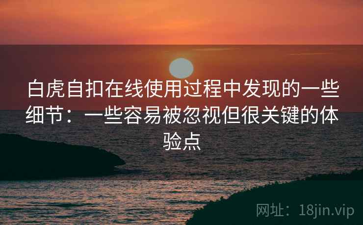 白虎自扣在线使用过程中发现的一些细节：一些容易被忽视但很关键的体验点  第1张